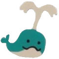 A cute sticker of a whale which works as a link.